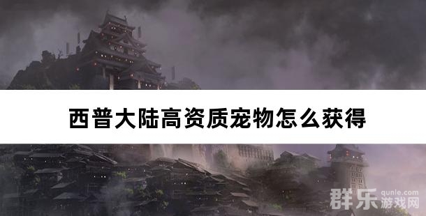 西普大陆高资质宠物怎么获得 西普大陆高资质宠物怎么获得