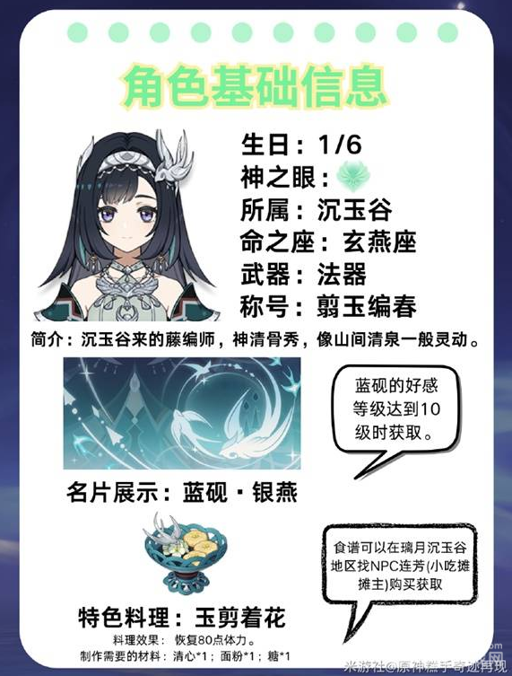 原神5.3蓝砚角色武器怎么搭配 蓝砚圣遗物推荐