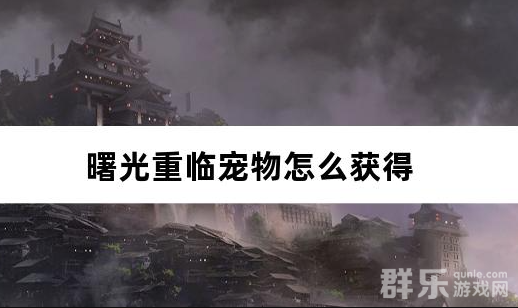曙光重临宠物怎么获得 宠物如何捕捉